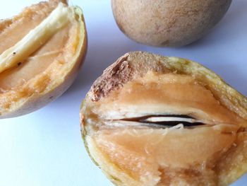 Close-up of bread in plate on table