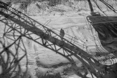 High angle view of snow covered landscape