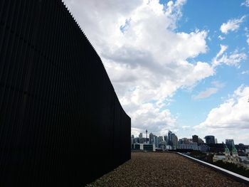 Buildings in city against cloudy sky