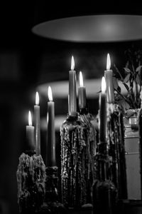 Close-up of illuminated candles