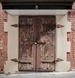 Closed door of old building