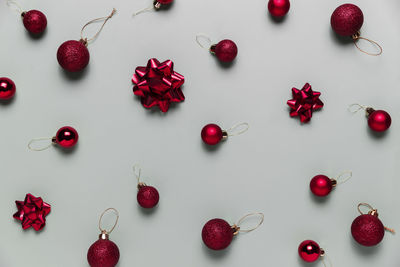 High angle view of fruits on white table