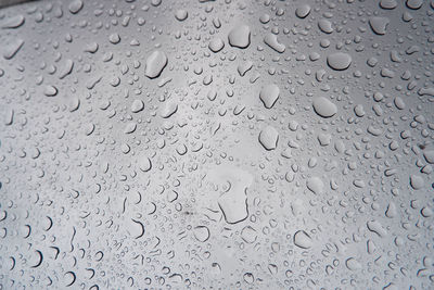 Full frame shot of raindrops on glass window