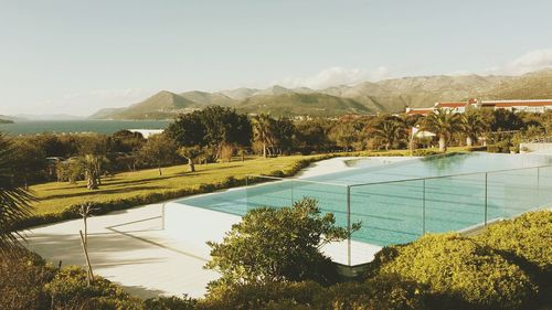 Swimming pool against sky