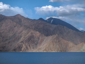 Scenic view of mountains against cloudy sky