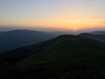 Scenic view of landscape against sky during sunset