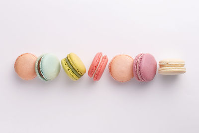 Close-up of cake against white background