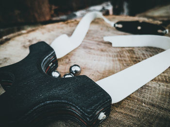 High angle view of chain on table