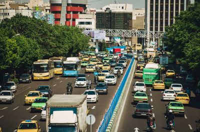 High angle view of traffic on city street