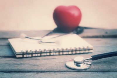 Close-up of pen on table