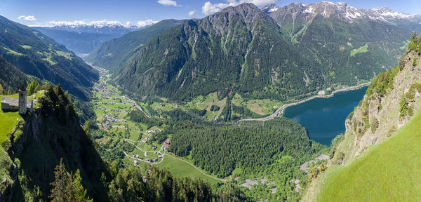 Panoramic view of landscape and mountains against sky