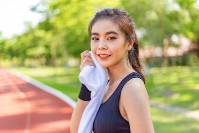 Portrait of smiling young woman