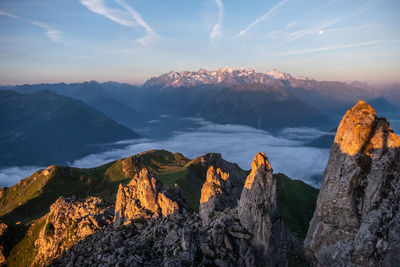 Panoramic view of mountains against sky