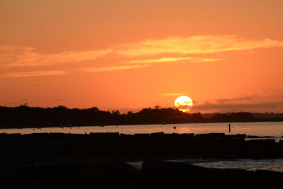 Scenic view of sea at sunset