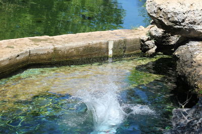 Water flowing through rocks