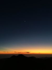 Scenic view of silhouette landscape against sky at sunset