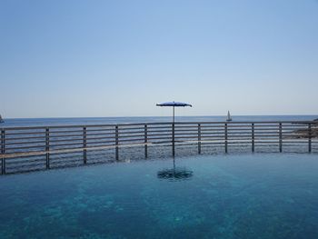 Scenic view of swimming pool against clear sky