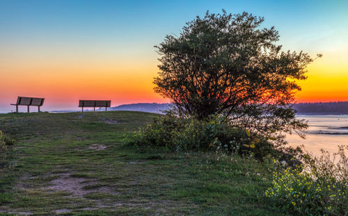 Scenic view of sea against sky during sunset