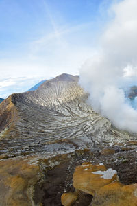 Scenic view of volcanic landscape against sky