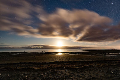 Scenic view of sea against sky at sunset