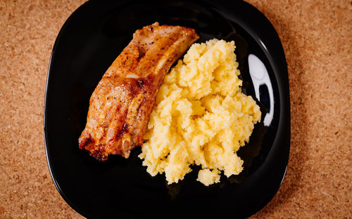 High angle view of breakfast in plate