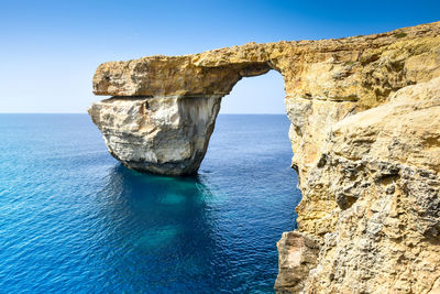 Scenic view of sea against clear sky