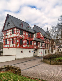 Beautiful half-timbered town hall of bad camberg, hesse, germany