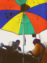 Low angle view of umbrellas