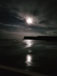 Scenic view of sea against sky at night