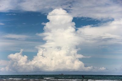 Scenic view of sea against cloudy sky