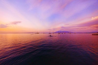 Scenic view of sea at sunset