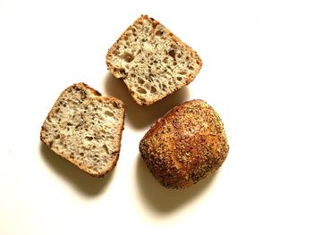 Close-up of cake against white background