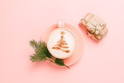 Close-up of coffee cup on table