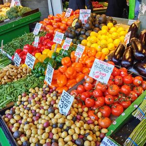 High angle view of fruits for sale in market