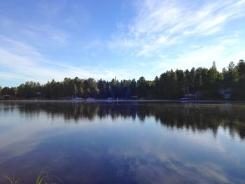 Reflection of trees in lake