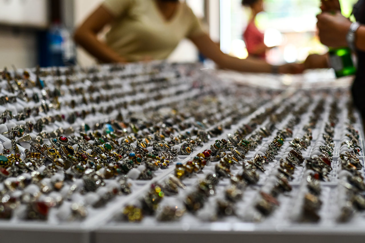 CLOSE-UP OF SHELLS FOR SALE