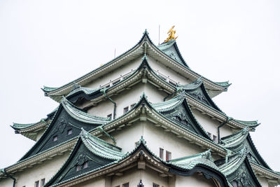 Low angle view of temple building against clear sky