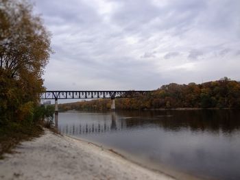 Bridge over trees against sky