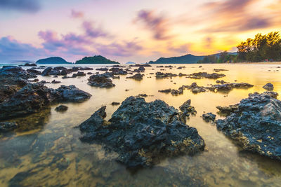 Scenic view of sea against sky during sunset