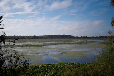 Scenic view of lake against sky