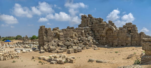 Side, turkey 18.07.2021. ruins of the ancient city of side in antalya province of turkey