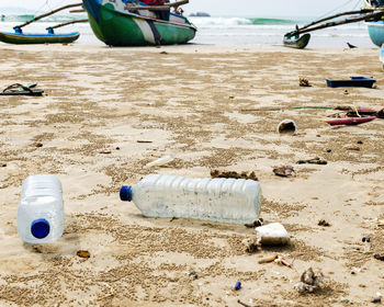 Water bottle on beach