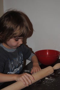 Boy preparing food at home