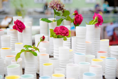 Close-up of white flowers on table