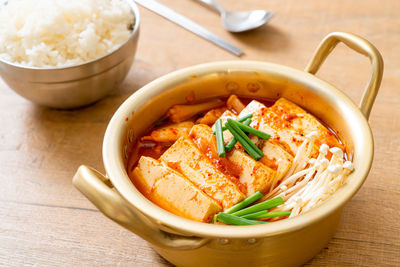 Close-up of food in bowl on table