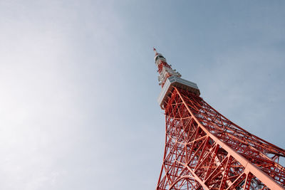 Low angle view of tokyo tower against sky