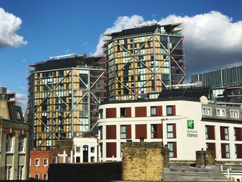 Low angle view of buildings against sky