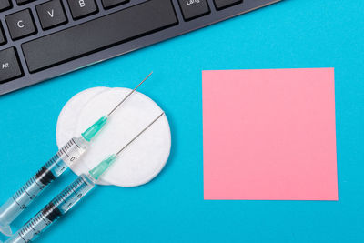 High angle view of laptop on table