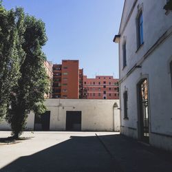 View of buildings against clear sky