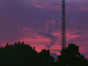 Low angle view of silhouette trees against sky at sunset